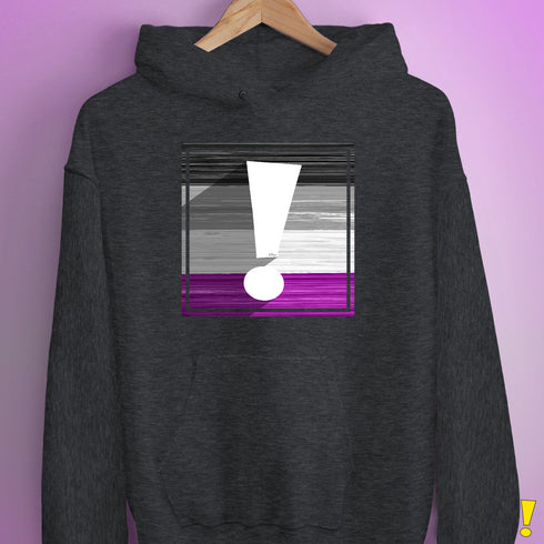 Asexual Pride Flag Exclamation Point Hoodie - Dark Grey Heather